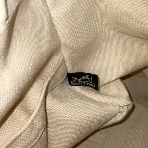 Hermes Bora Bora Canvas Tote Bag Ivory Purple - Picture 14 of 15